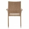 Manhattan Comfort Genoa 7-Piece Steel Rectangle Glass Top Outdoor Dining Table and 6 Armchairs without cushions in Nature Tan Weave Chair Back - Manhattan Comfort Genoa 7-Piece Steel Rectangle Glass Top Outdoor Dining Table and 6 Armchairs without cushions in Nature Tan Weave Chair Back