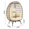 Manhattan Comfort Spezia Freestanding Steel and Rattan Outdoor Egg Chair with Cushions in Cream - Manhattan Comfort Spezia Freestanding Steel and Rattan Outdoor Egg Chair with Cushions in Cream