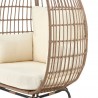 Manhattan Comfort Spezia Freestanding Steel and Rattan Outdoor Egg Chair with Cushions in Cream Mid