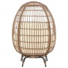 Manhattan Comfort Spezia Freestanding Steel and Rattan Outdoor Egg Chair with Cushions in Cream Back