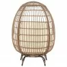 Manhattan Comfort Spezia Freestanding Steel and Rattan Outdoor Egg Chair with Cushions in Cream Back - Manhattan Comfort Spezia Freestanding Steel and Rattan Outdoor Egg Chair with Cushions in Cream Back