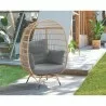 Manhattan Comfort Spezia Freestanding Steel and Rattan Outdoor Egg Chair with Cushions in Grey - Manhattan Comfort Spezia Freestanding Steel and Rattan Outdoor Egg Chair with Cushions in Grey