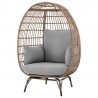 Manhattan Comfort Spezia Freestanding Steel and Rattan Outdoor Egg Chair with Cushions in Grey Front