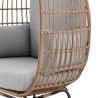 Manhattan Comfort Spezia Freestanding Steel and Rattan Outdoor Egg Chair with Cushions in Grey Mid