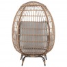 Manhattan Comfort Spezia Freestanding Steel and Rattan Outdoor Egg Chair with Cushions in Grey Back