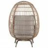 Manhattan Comfort Spezia Freestanding Steel and Rattan Outdoor Egg Chair with Cushions in Grey Back - Manhattan Comfort Spezia Freestanding Steel and Rattan Outdoor Egg Chair with Cushions in Grey Back