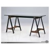 A-frame Desk Solid Elm Reclaimed Wood with Clear Glass and Steel Frame
