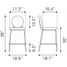 Odessa Counter Stool in Green & Gold- dimension