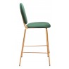 Odessa Counter Stool in Green & Gold- side view 1