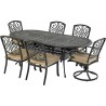 4 armless dining chairs, 2) dining swivel rockers and 84" x 42" Monarch series oval dining table