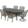 4 dining chairs, 2 dining swivel rockers and 84" x 42" Monarch series oval dining table
