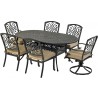 4 armless dining chairs, 2 dining swivel rockers and 72" x 42" Windsor series oval dining table