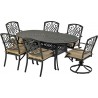 4 dining chairs, 2 dining swivel rockers and 72" x 42" Windsor series oval dining table