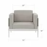 DecoScapes Oliver Club Chair - Front view with Dimensions - DecoScapes Oliver Club Chair - Front view with Dimensions