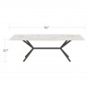 DecoScapes Oliver Emerald Rimless Porcelain Dining Table - Large - Front with Dimensions