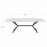 DecoScapes Oliver Emerald Rimless Porcelain Dining Table - Large - Front with Dimensions - DecoScapes Oliver Emerald Rimless Porcelain Dining Table - Large - Front with Dimensions