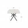DecoScapes Oliver Emerald Rimless Porcelain Dining Table - Large - Side with Dimensions