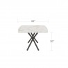 DecoScapes Oliver Emerald Rimless Porcelain Dining Table - Medium - Side with Dimensions