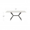 DecoScapes Oliver Emerald Rimless Porcelain Dining Table - Front view with Dimensions