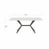 DecoScapes Oliver Emerald Rimless Porcelain Dining Table - Front view with Dimensions - DecoScapes Oliver Emerald Rimless Porcelain Dining Table - Front view with Dimensions