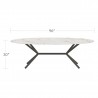 DecoScapes Oliver Oval Rimless Porcelain Dining Table - Front with Dimensions