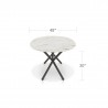 DecoScapes Oliver Oval Rimless Porcelain Dining Table - Side with Dimensions