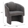 Olya Accent Chair Truffle in Gray- seat dimension