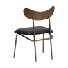 Sunpan Gibbons Dining Chair in Antique Brass - Charcoal Black Leather - Back Side Angle