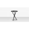 DecoScapes Organic Sand Dollar Side Table in Black and White Duraboard - Front and Side