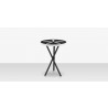 DecoScapes Organic Sand Dollar Side Table in Black and White Duraboard - Front Angled