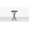 DecoScapes Organic Sand Dollar Side Table in Black and White Duraboard - Front Angled - DecoScapes Organic Sand Dollar Side Table in Black and White Duraboard - Front Angled
