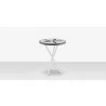 DecoScapes Organic Sand Dollar Side Table in Tex White and White and Black Duraboard - Front View - DecoScapes Organic Sand Dollar Side Table in Tex White and White and Black Duraboard - Front View