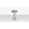 DecoScapes Organic Sand Dollar Side Table in Kessler Silver and Light Gray and White Duraboard - Top Angled