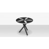 DecoScapes Organic Sand Dollar 42" Diameter Dining Table in Tex Black Frame - Top Angled