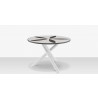 DecoScapes Organic Sand Dollar 48" Diameter Dining Table in Gray Frame - Side