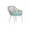 Miami Dining Chair in Dupione Celeste w/ Self Welt - Front Side Angle