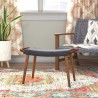 Manhattan Comfort Geta Charcoal and Antique Walnut Ottoman 