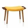 Manhattan Comfort Geta Yellow  Antique Walnut Ottoman - Manhattan Comfort Geta Yellow  Antique Walnut Ottoman