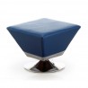 Manhattan Comfort Diamond Blue and Polished Chrome Swivel Ottoman