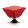 Manhattan Comfort Diamond Red and Polished Chrome Swivel Ottoman