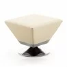Manhattan Comfort Diamond Tan and Polished Chrome Swivel Ottoman - Manhattan Comfort Diamond Tan and Polished Chrome Swivel Ottoman