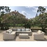 Outsy Alejandra 6-Piece Outdoor Wicker Furniture Set with Coffee Table in White and Grey - Lifestyle
