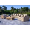 Outsy Anna Lux 4-Piece Outdoor Extra Deep Seating Wicker Aluminum Frame Furniture Set with Wood Coffee Table in White and Grey - Lifestyle 8