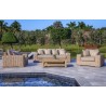 Outsy Anna Lux 4-Piece Outdoor Extra Deep Seating Wicker Aluminum Frame Furniture Set with Wood Coffee Table in White and Grey - Lifestyle 4