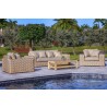 Outsy Anna Lux 4-Piece Outdoor Extra Deep Seating Wicker Aluminum Frame Furniture Set with Wood Coffee Table in White and Grey - Lifestyle 6