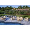 Outsy Anna Lux 4-Piece Outdoor Extra Deep Seating Wicker Aluminum Frame Furniture Set with Wood Coffee Table in White and Grey - Lifestyle 5