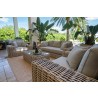 Outsy Anna 4-Piece Outdoor Wicker Furniture Set with Wicker Coffee Table in White and Grey - Lifestyle 3