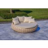 Outsy Anna 67 Inch Outdoor Wicker Aluminum Frame Round Sun Lounger in White and Grey - Lifesytle Front