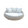 Outsy Anna 67 Inch Outdoor Wicker Aluminum Frame Round Sun Lounger in White and Grey - Front View