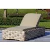 Outsy Anna 79 X 31.5 Inch Outdoor Wicker Aluminum Frame Sun Lounger in White and Grey - Lifesytle Close-up - Outsy Anna 79 X 31.5 Inch Outdoor Wicker Aluminum Frame Sun Lounger in White and Grey - Lifesytle Close-up